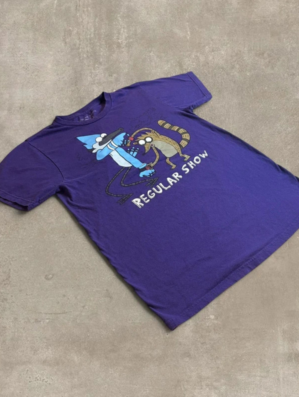 Vintage Cartoon Network Regular Show Graphic T Shirt Purple Mens Medium